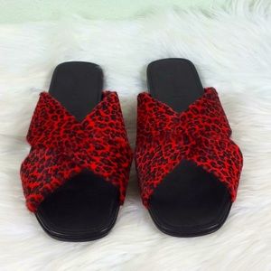 Alumnae red and black pony hair sandals. Gorgeous!